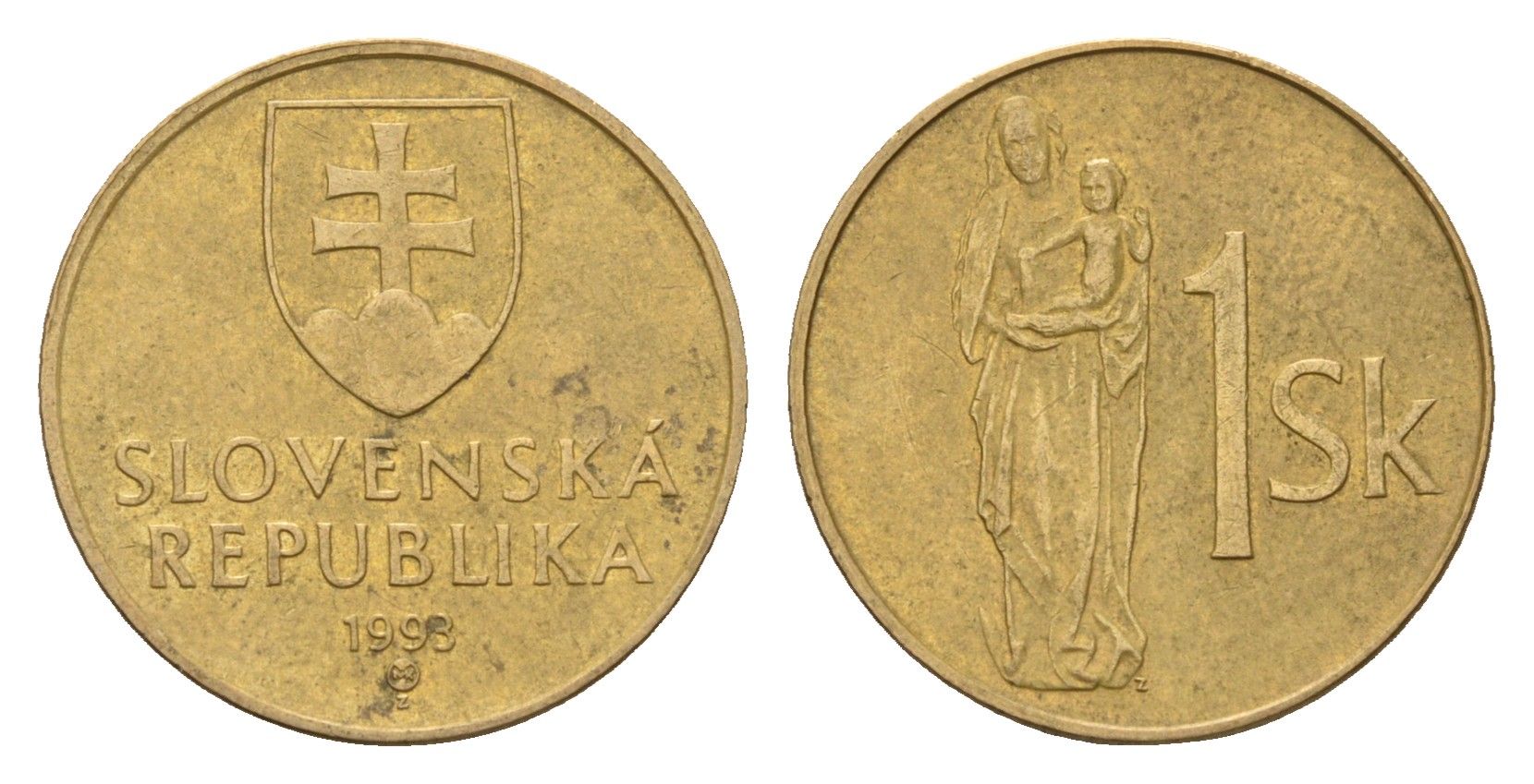 Словакия 1 крона 1993 KM 12 сталь плакированная бронзой 4702-461