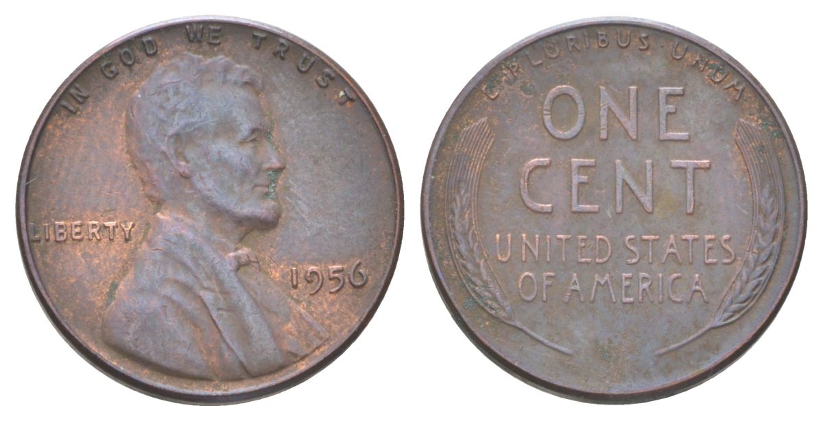 США 1 цент 1956 Авраам Линкольн  KM 132 бронза 4625-537