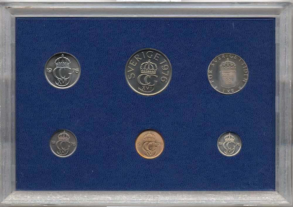 Швеция набор из 6 монет 1976 Карл XVI Густав (1973- ) официальный набор монетного двора UNC 2-4-1-25