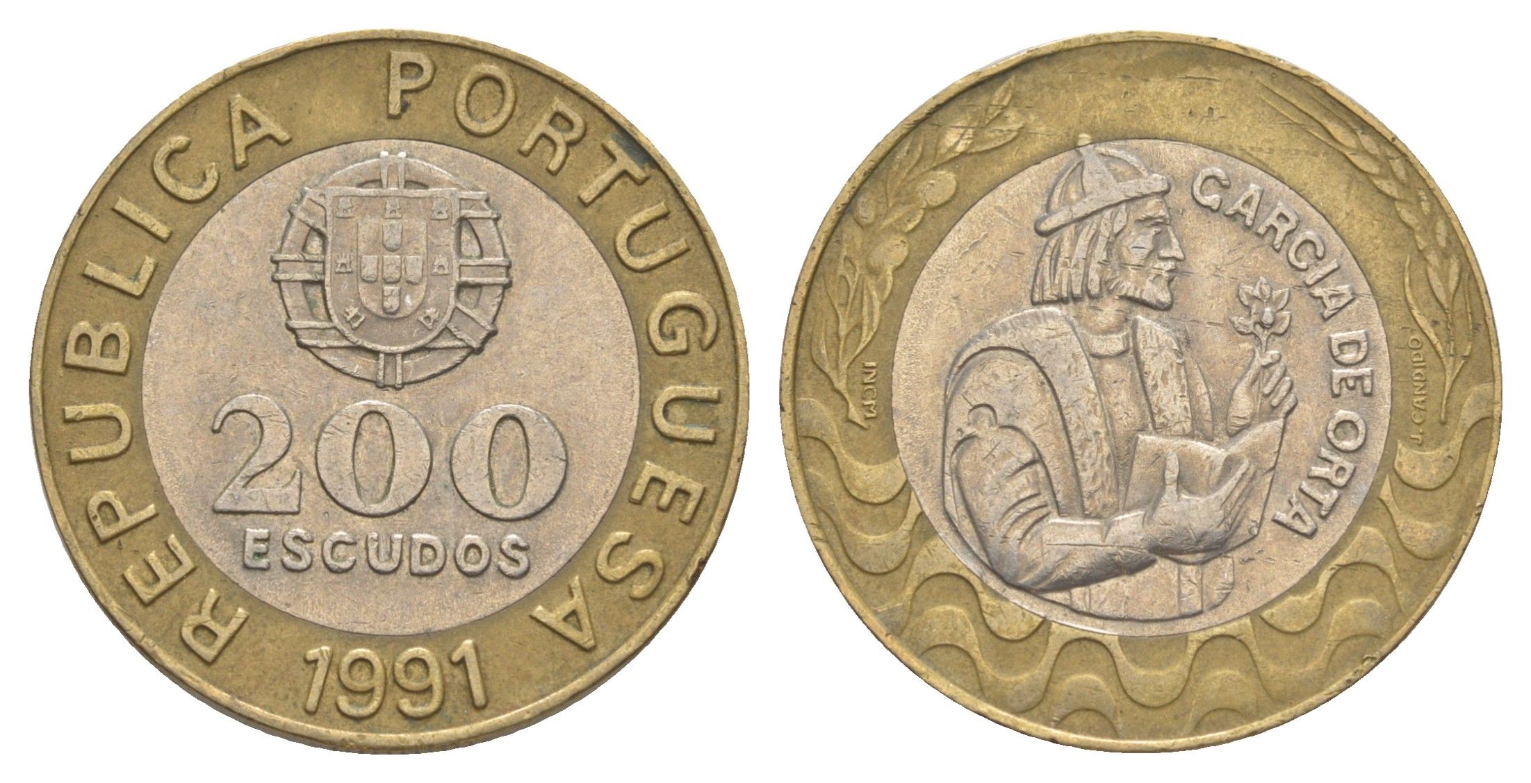 Португалия 200 эскудо 1991 Гарсия Де Орта (1501-1568) KM 655 биметалл 4393-733