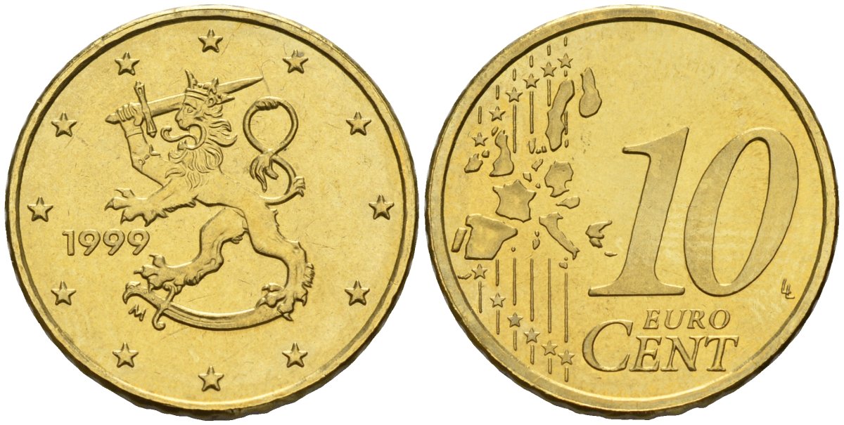 Финляндия 10 евроцентов 1999 KM 101 нордик UNC M57-03