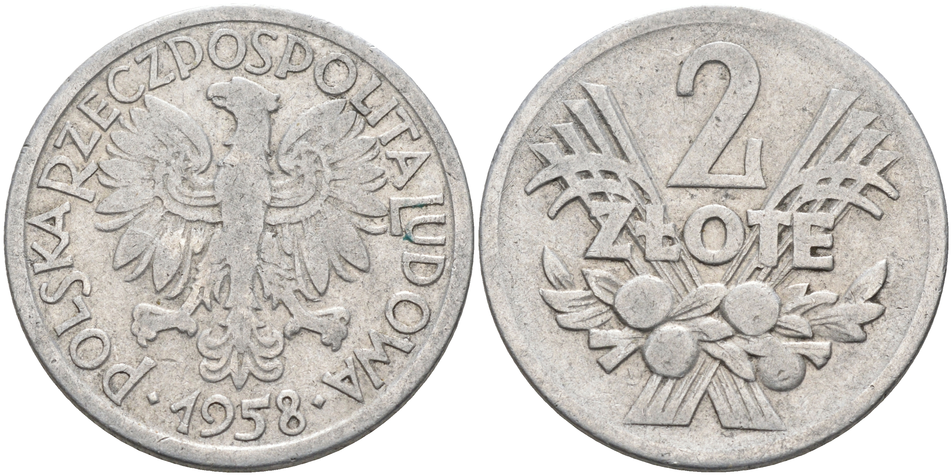 Польша 2 злотых 1958 MW KM 46, Parchimowicz 216a алюминий 4593-312