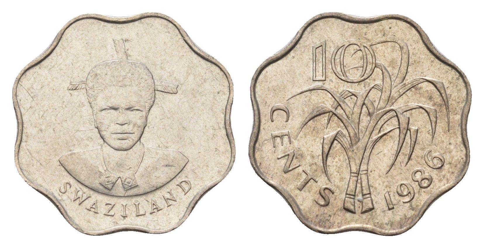 Свазиленд 10 центов 1986 KM 41 медно-никель UNC 4674-1258