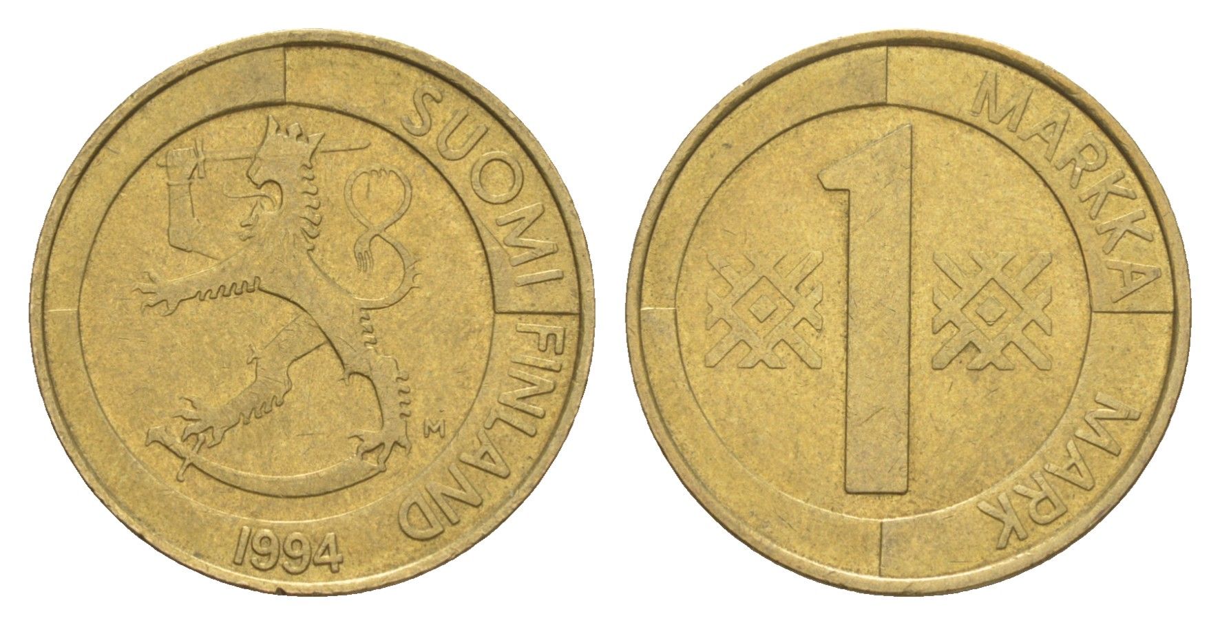 Финляндия 1 марка 1994 KM 76 алюминиевая бронза 4648-612