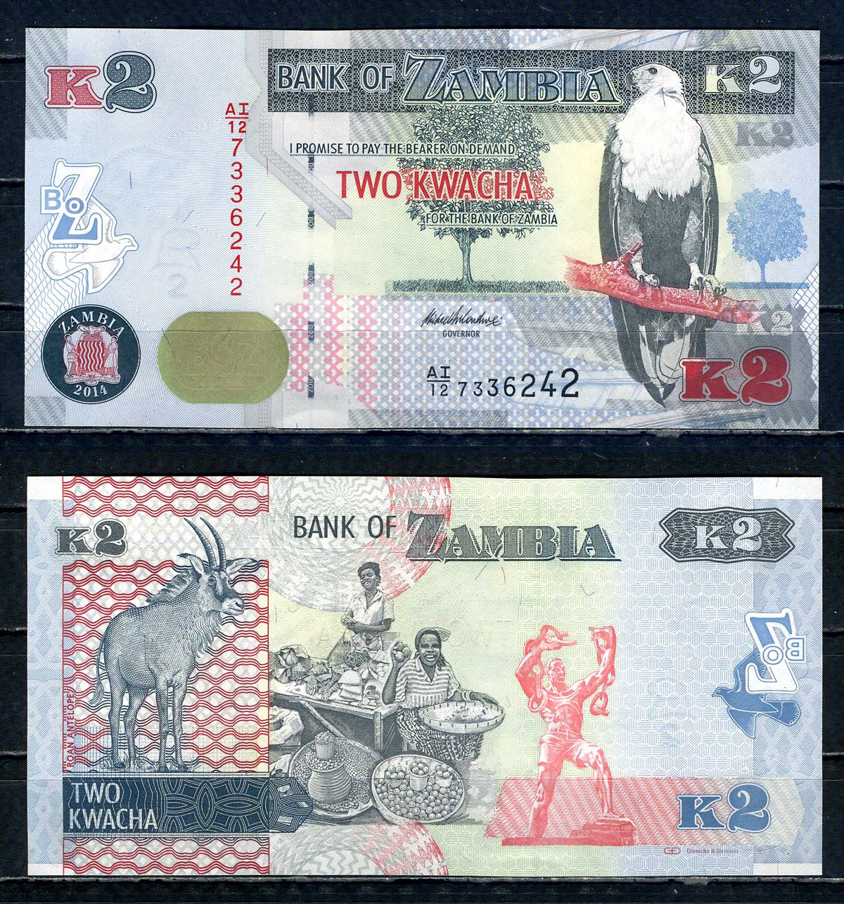 Замбия 2 квача 2014 Pick 49 c бумага UNC (пресс) 00-00