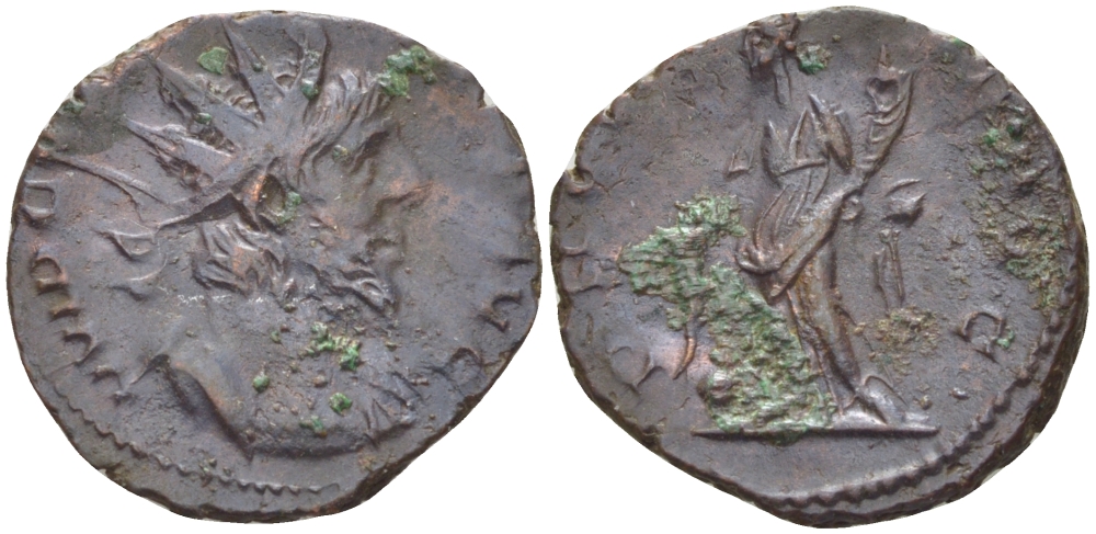 Римская Империя (императоры в Галлии) антониниан 271 Викторин. PROVIDENTIA AVG, Провиденция, держащая рог изобилия, Колония Агриппины, Good Very fine RIC 61 биллон 1073-14-32