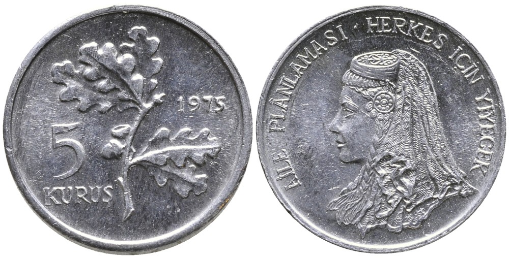 ТУРЦИЯ 5 КУРУШЕЙ 1975 FAO KM 906 алюминий 4532-715