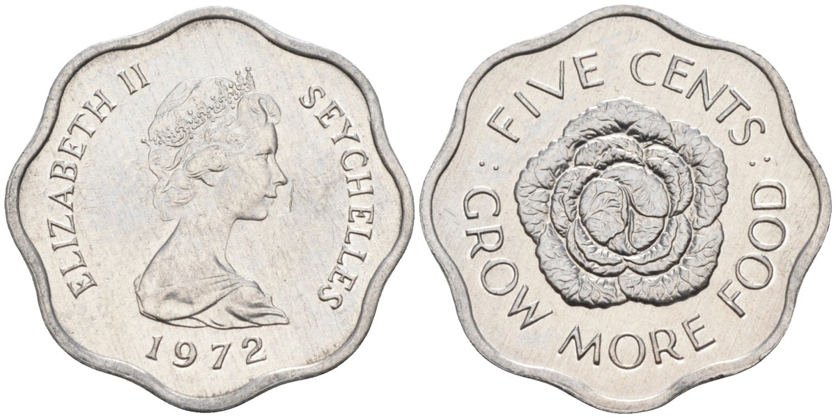 Сейшельские острова 5 центов 1972 FAO, цветок, Елизавета II KM 18 алюминий UNC 4588-642