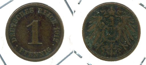 ГЕРМАНИЯ 1 ПФЕННИГ 1912 J KM 10, J.10 медь 701-245