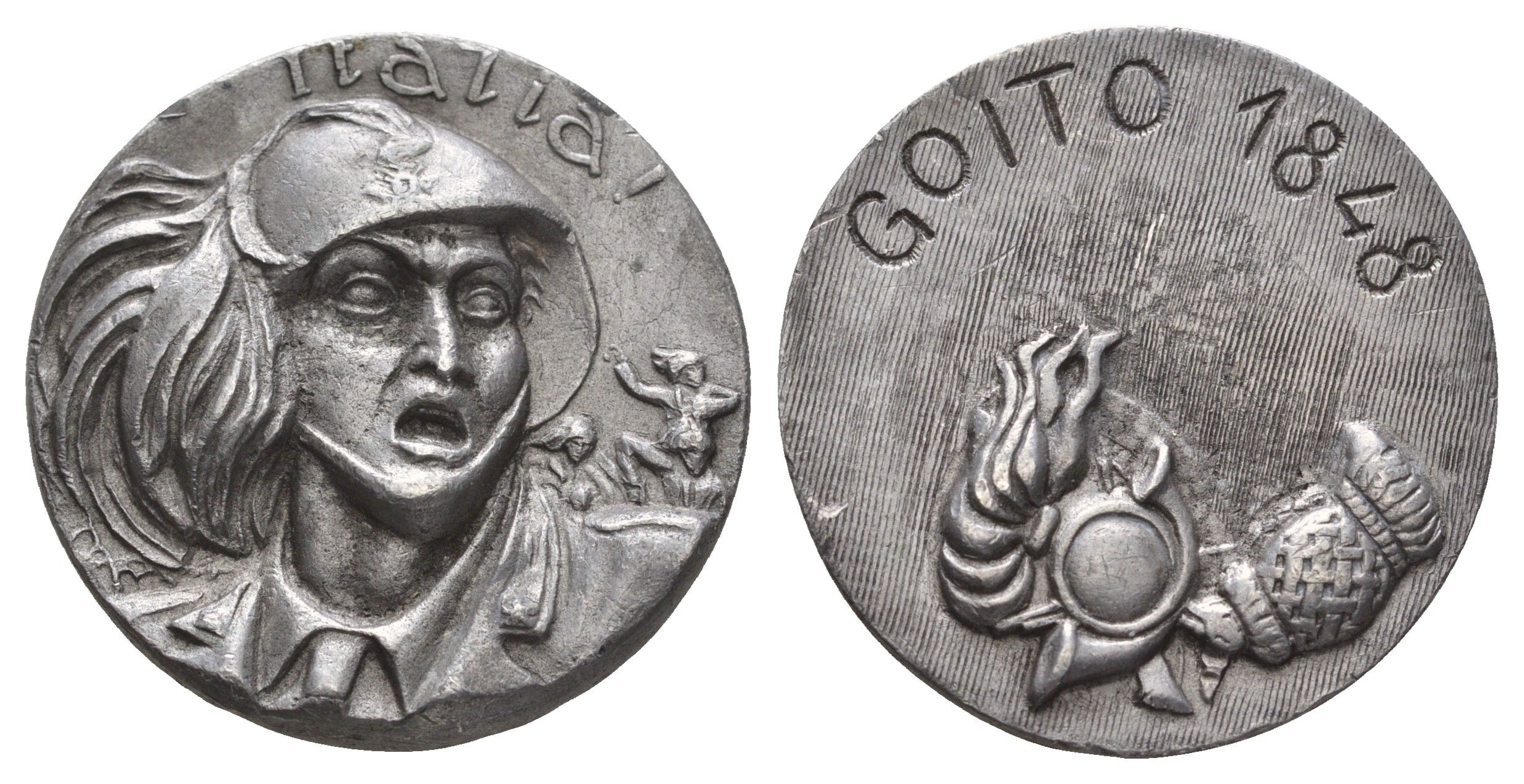 Италия медаль в память о сражение при Гойто рельефная, диаметр 32 мм, вес 16,2 гр 4667-1036