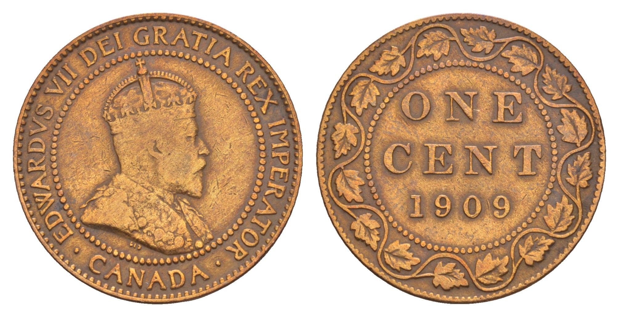 Канада 1 цент 1909 Эдуард VII (1901-1910) KM 8 бронза 4654-1227