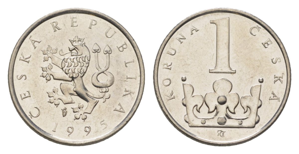Чехия 1 крона 1995 KM 7 сталь плакированная никелем 4623-765