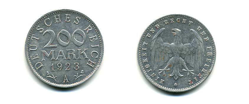 ГЕРМАНИЯ 200 МАРОК 1923 A KM 35, J. 304 алюминий 179-836