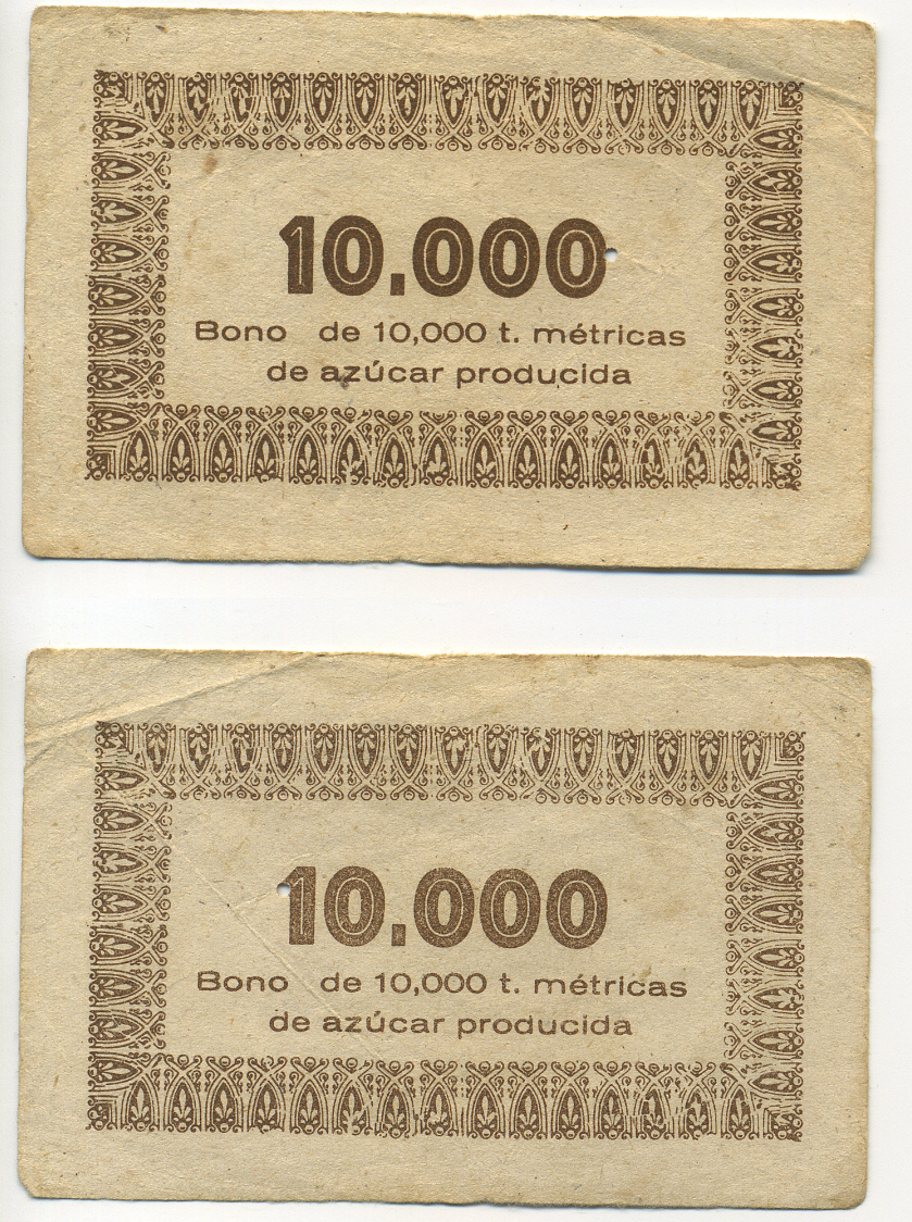 Куба талон ND на 10000 произведенных метрических тонн сахара   бумага   439-75-1-1
