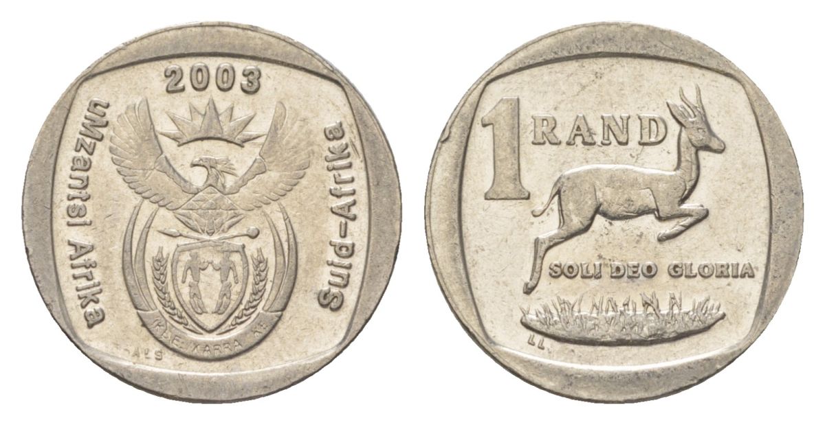 ЮАР 1 ранд 2003 KM 332 медь плакированная никелем 4627-369