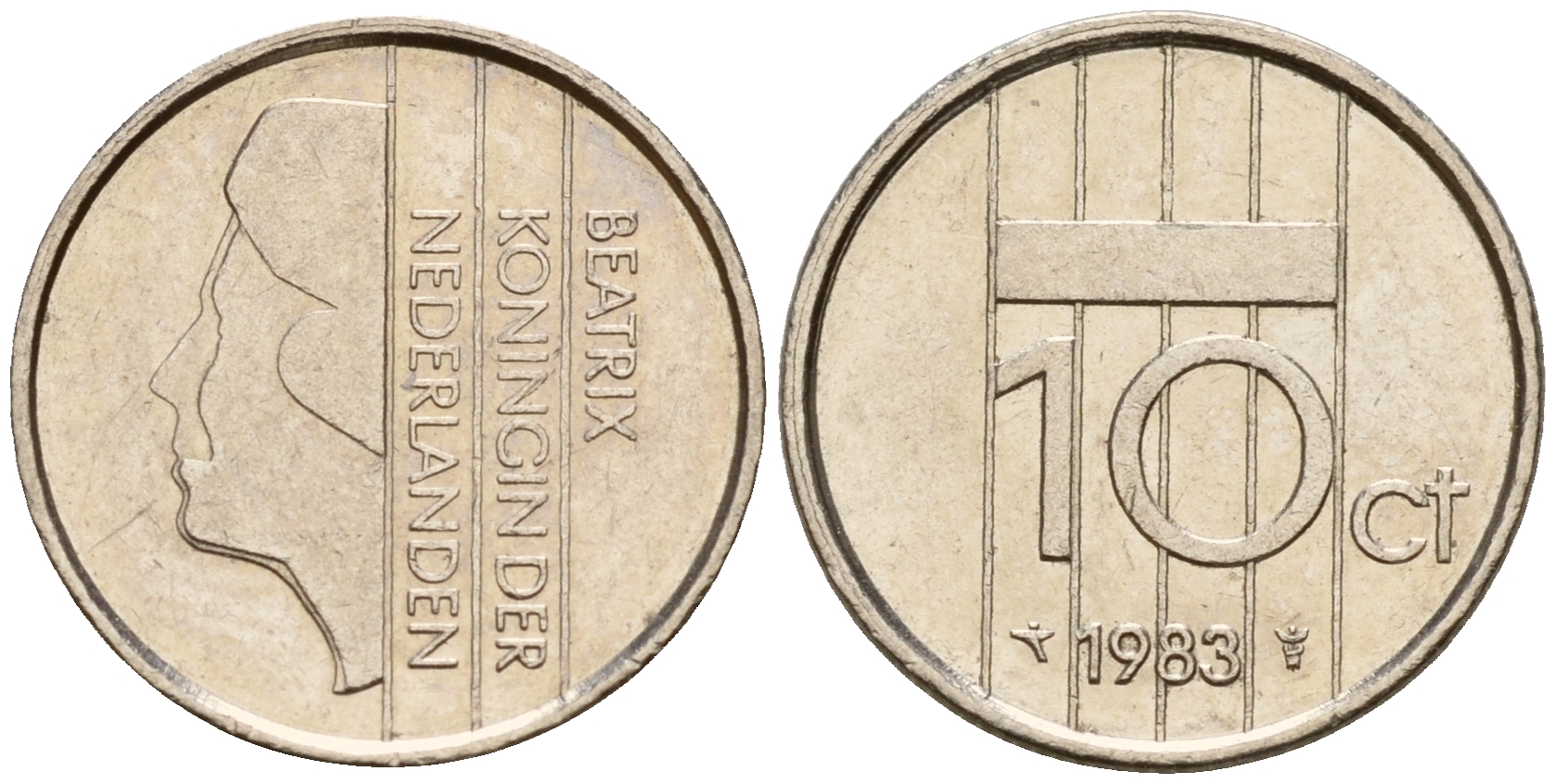Нидерланды 10 центов 1983 Беатрикс (1980-2013) KM 203 никель    4598-354