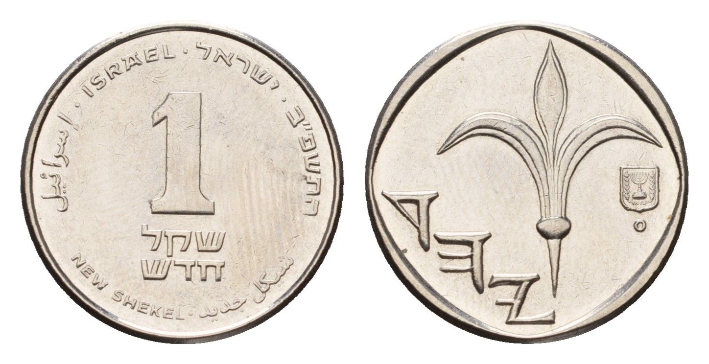 Израиль 1 новый шекель 2022 новый тип KM NEW сталь плакированная никелем UNC 4679-514