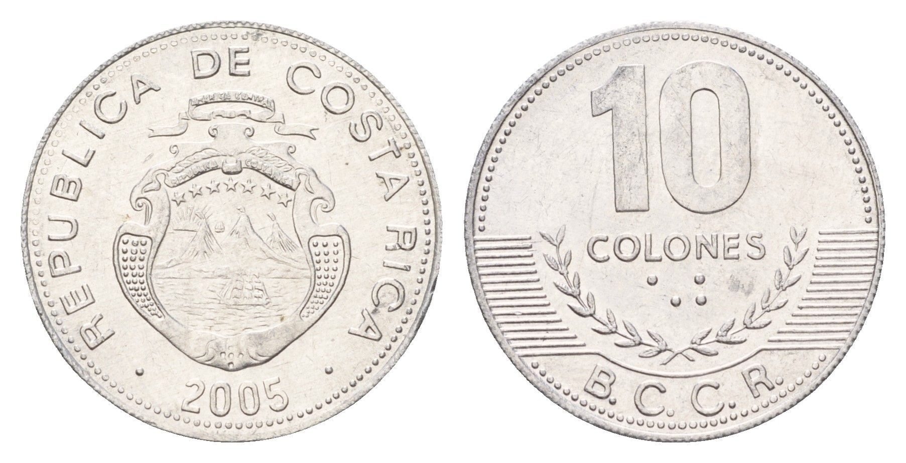 Коста-Рика 10 колонов 2005 KM 228b алюминий UNC 183-1033