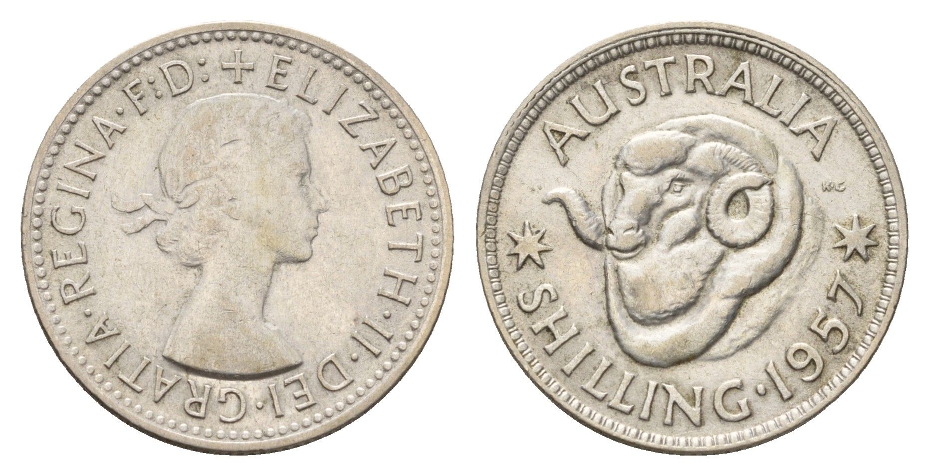 Австралия 1 шиллинг 1957 Елизавета II (1952-2022) KM 59 серебро 4671-451