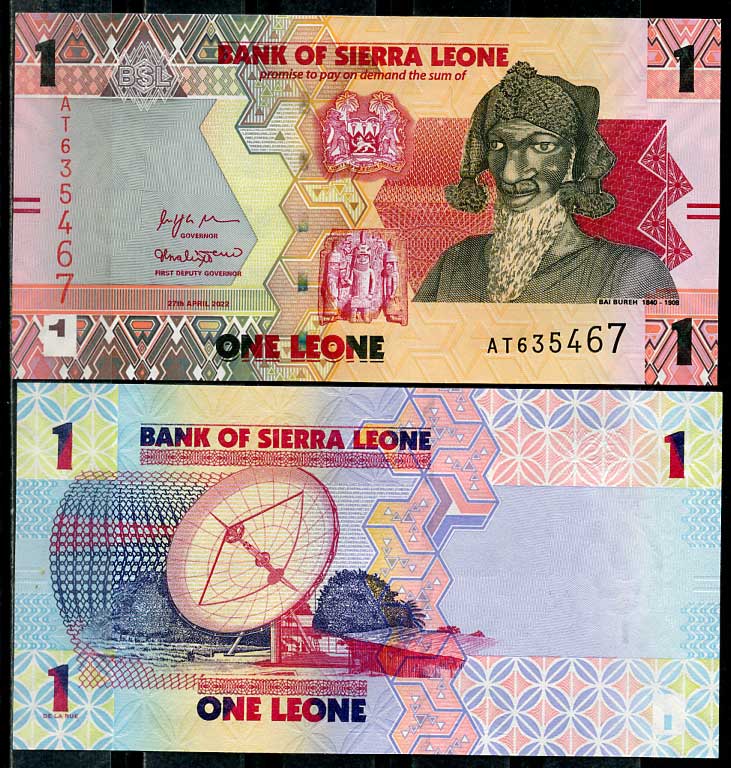 Сьерра-Леоне 1 леоне 2022 Бай Берх, спутниковая антена Pick 34 a  бумага  UNC (пресс) 448-156-1