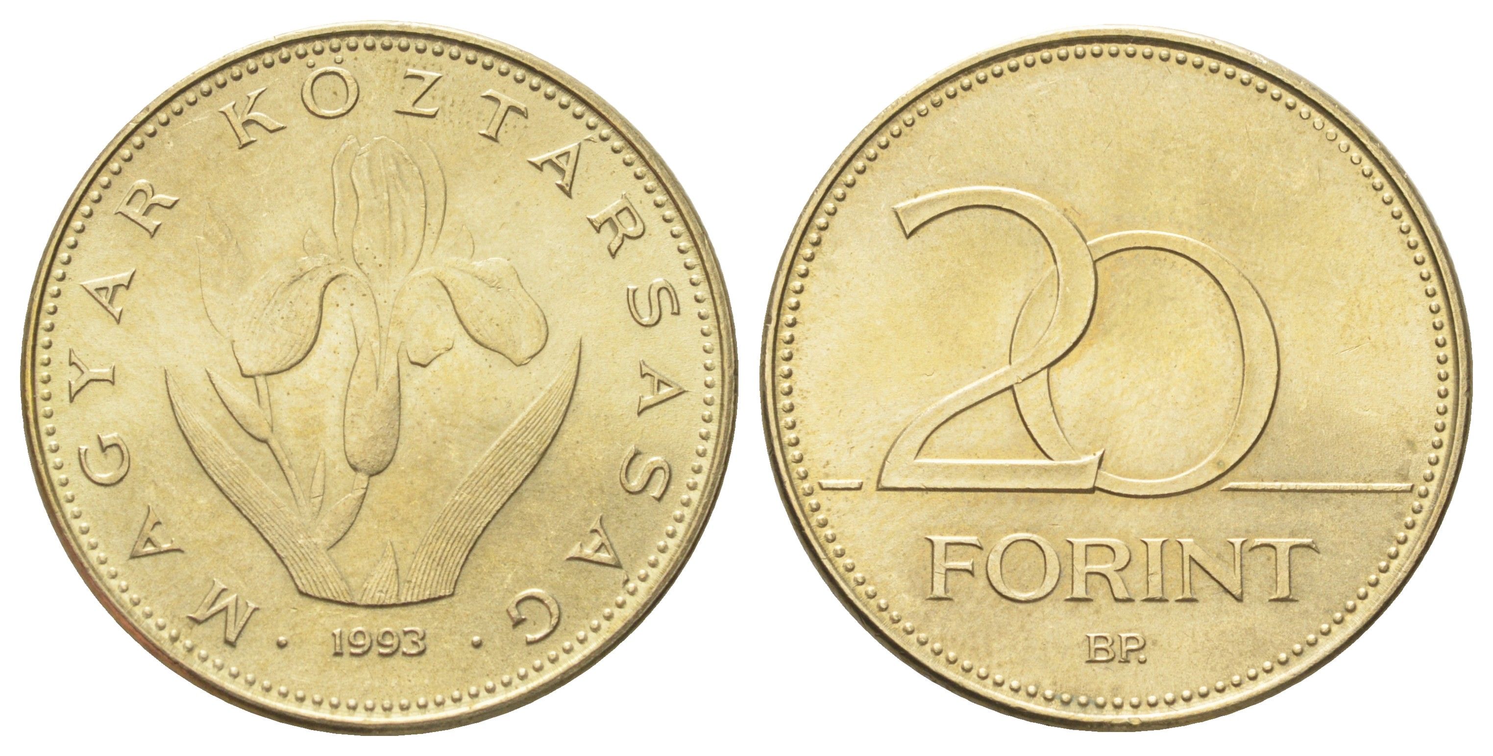 Венгрия 20 форинтов 1993 KM 696 никель латунь UNC 4699-1156