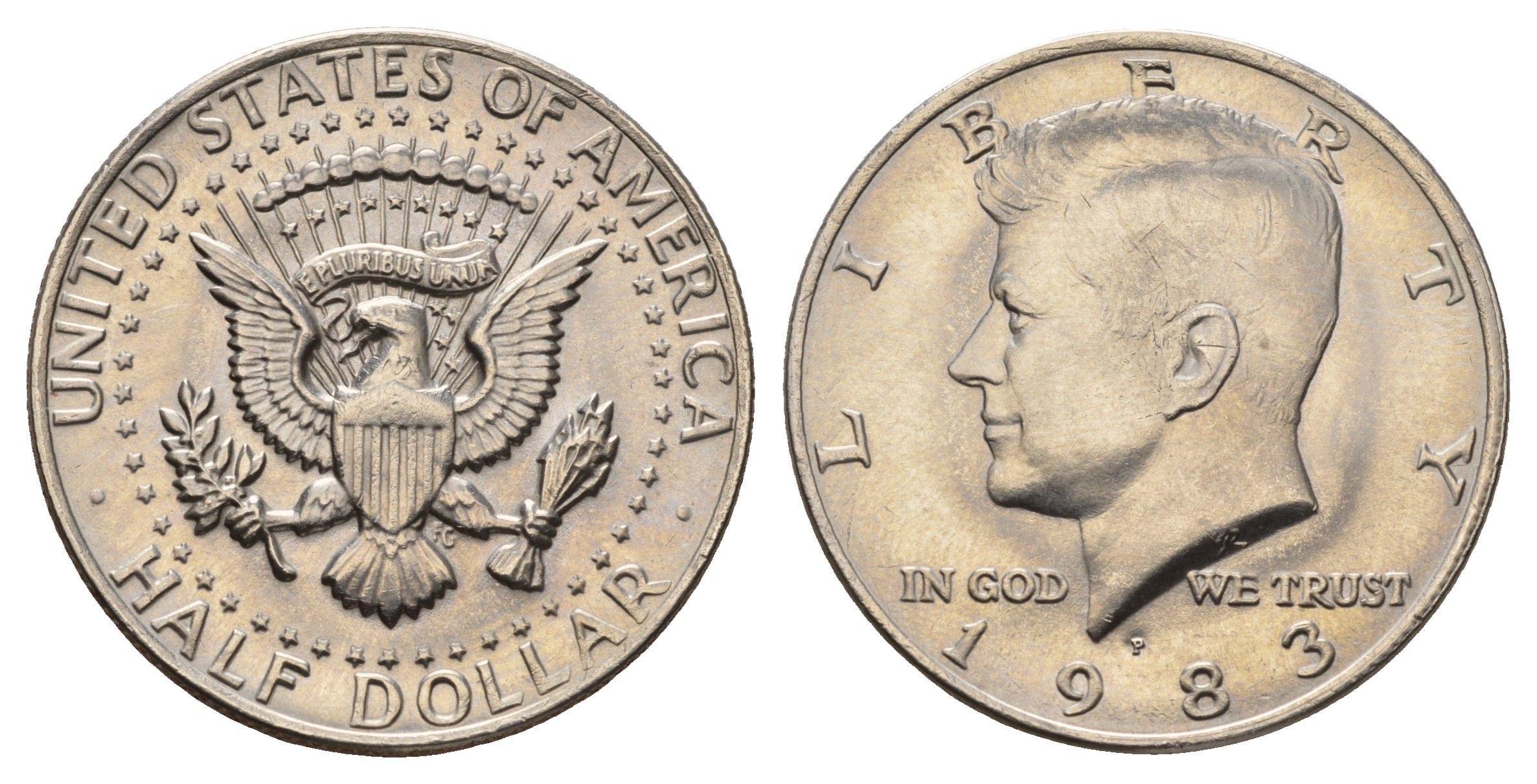 США 1/2 доллара (50 центов) 1983 P, Джон Кеннеди KM A202b медь плакированная медно-никелем UNC 4672-621