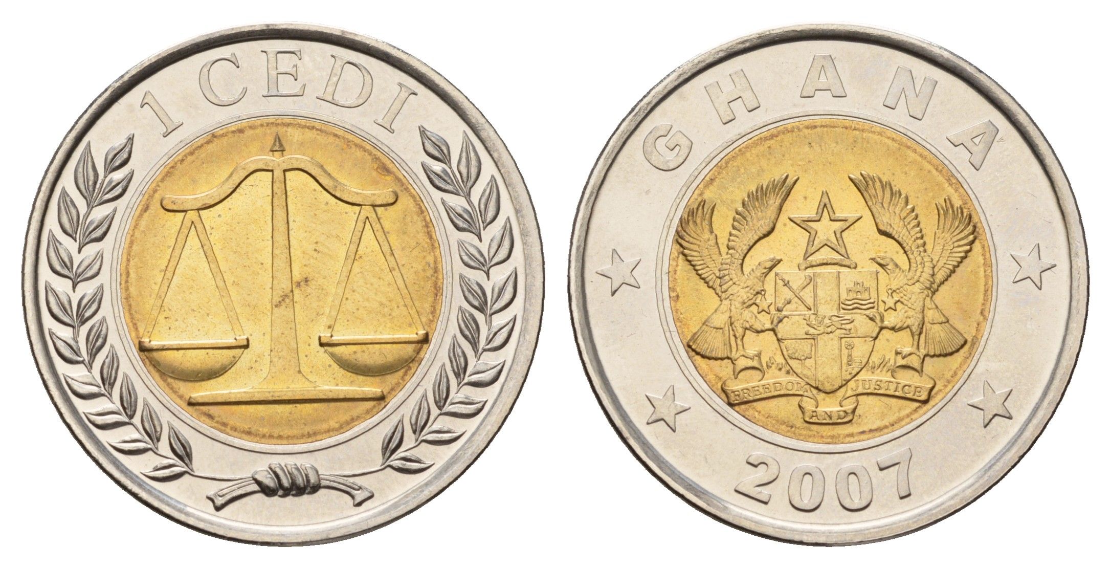 Гана 1 седи 2007 год-тип KM 42 биметалл UNC 3459-1152