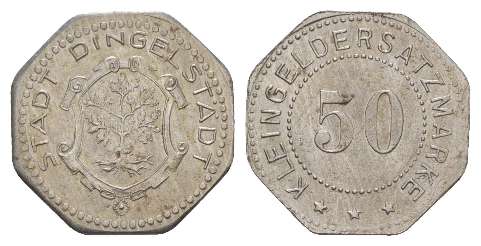 Дингельштедт 50 пфеннигов ND Funck 96.3b, Men05 5192.4, Men18 6508.4 железо UNC 1527-612