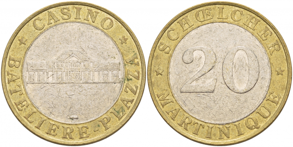 ЕВРОПА ЖЕТОН ИГРОВОЙ ND CASINO BATELIERE PLAZZA, 20 биметалл 215-516