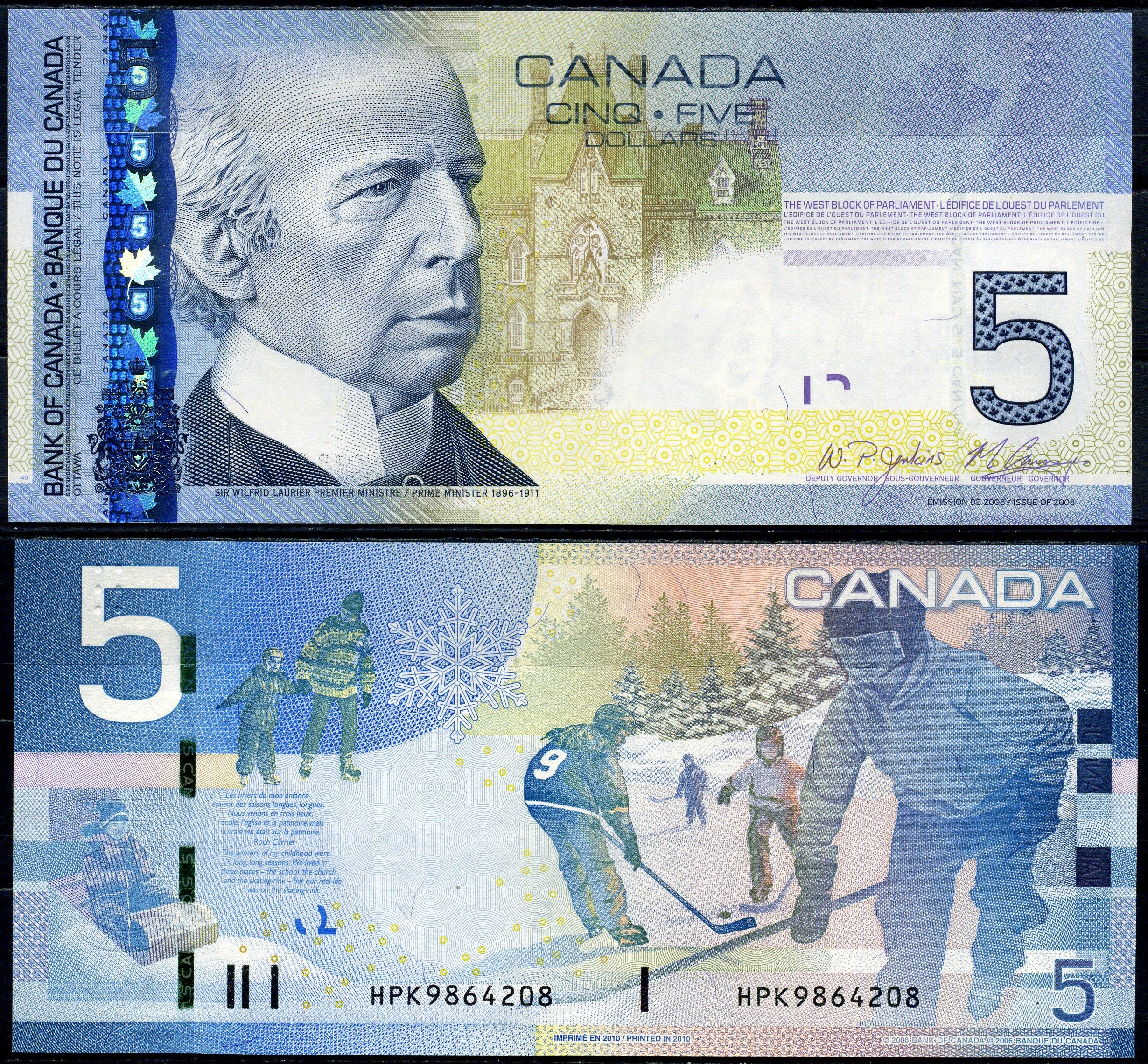 Канада 5 долларов 2006 Зимние виды спорта, Уилфрид Лорье, здание парламента Pick 101 Aa бумага UNC (пресс) 7523-13-4-2