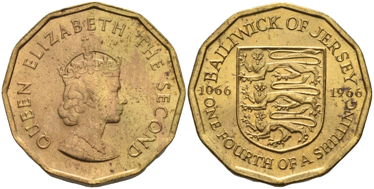 Джерси 1/4 шиллинга 1966 900 лет Норманское завоевание KM 27 никель латунь UNC 4582-411