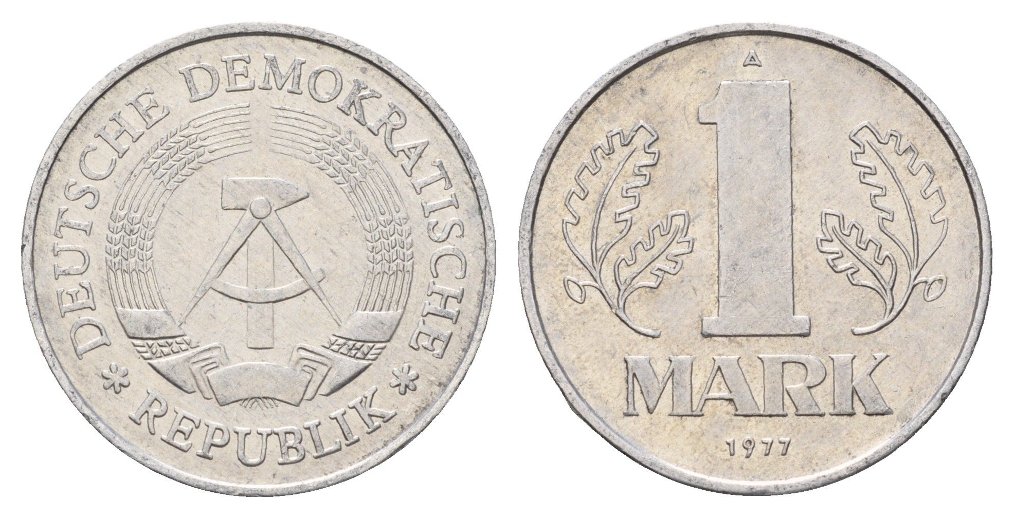 ГДР 1 марка 1977 A KM 35.2 алюминий 4703-511