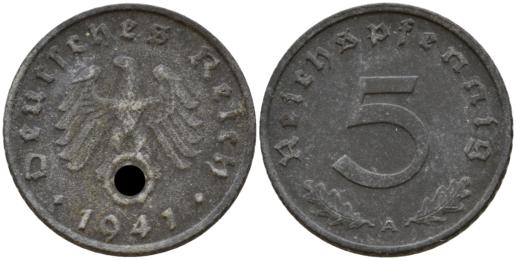 Германия 5 рейхспфеннигов 1941 A KM 100, J. 370 цинк    4189-226