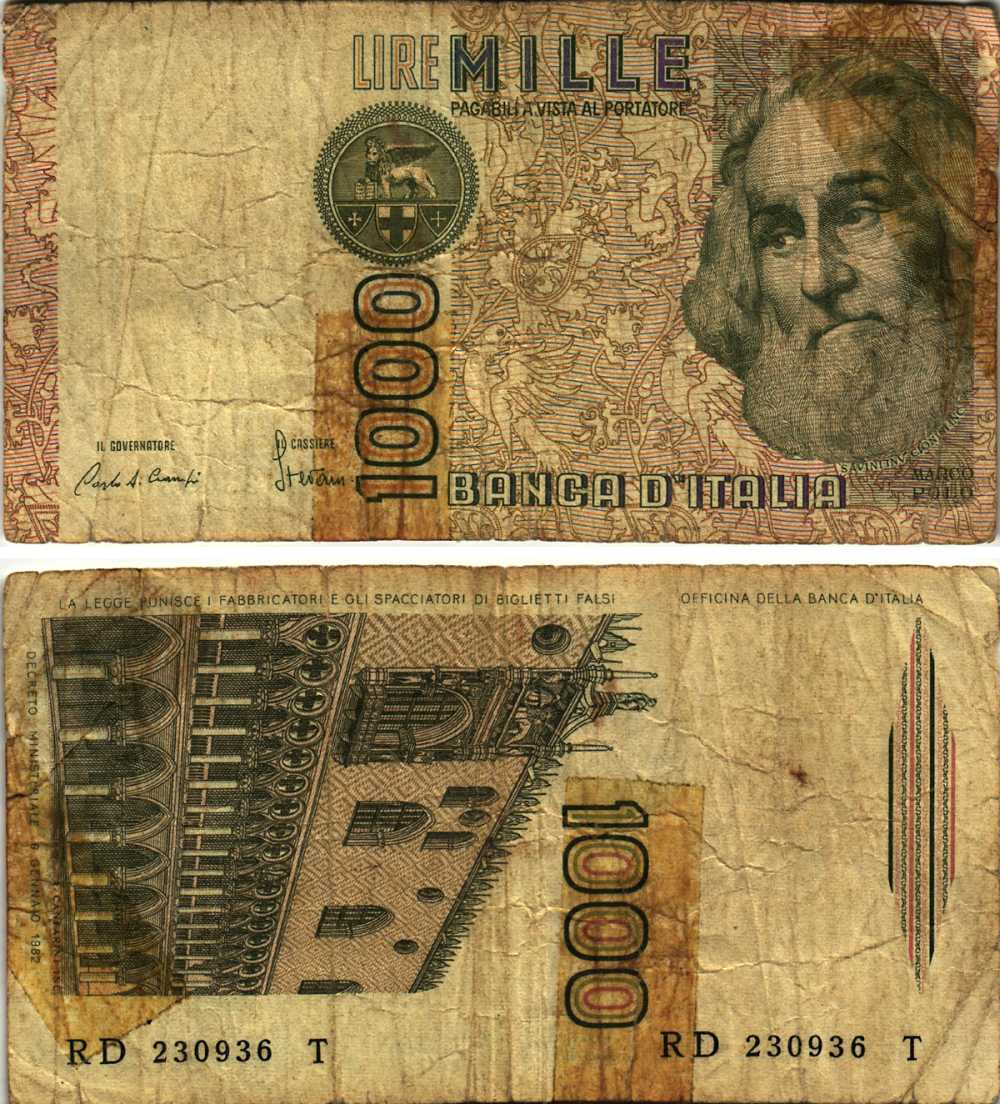 Италия 1000 лир 1982 Дворец дожеи?, Марко Поло Pick 109a 8611-13-1