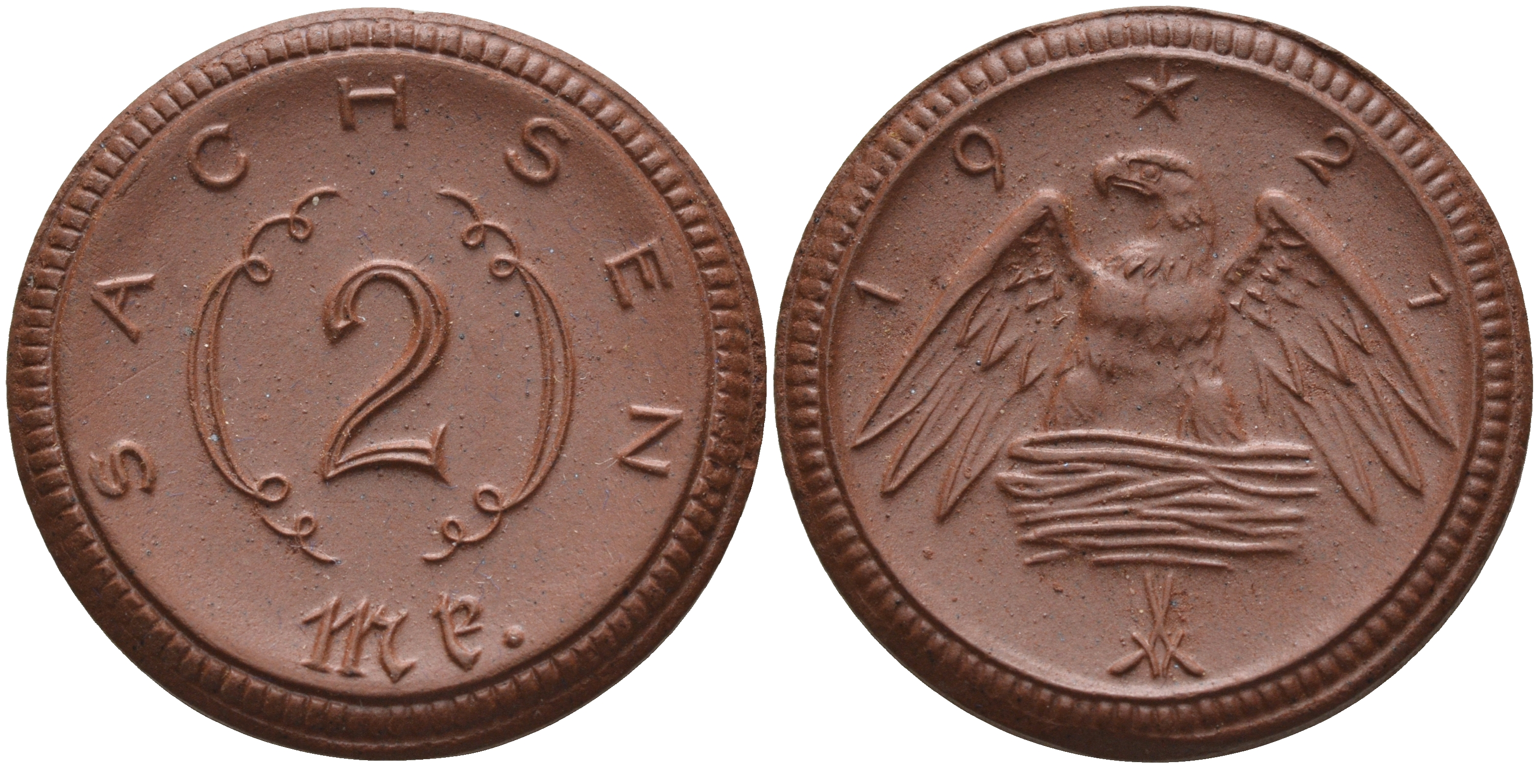 Саксония 2 марки 1921 J. N 56 фарфор 1094-1-13