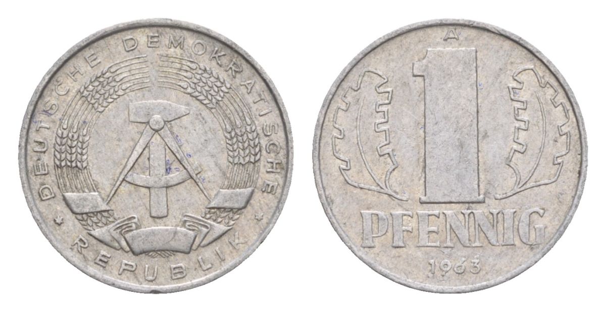 ГДР 1 пфенниг 1963 A KM 8.1 алюминий 4630-619