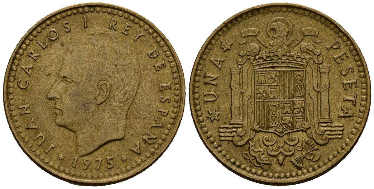 Испания 1 песета 1975 Хуан Карлос I (1975-2014) KM 806 алюминиевая бронза 4176-337