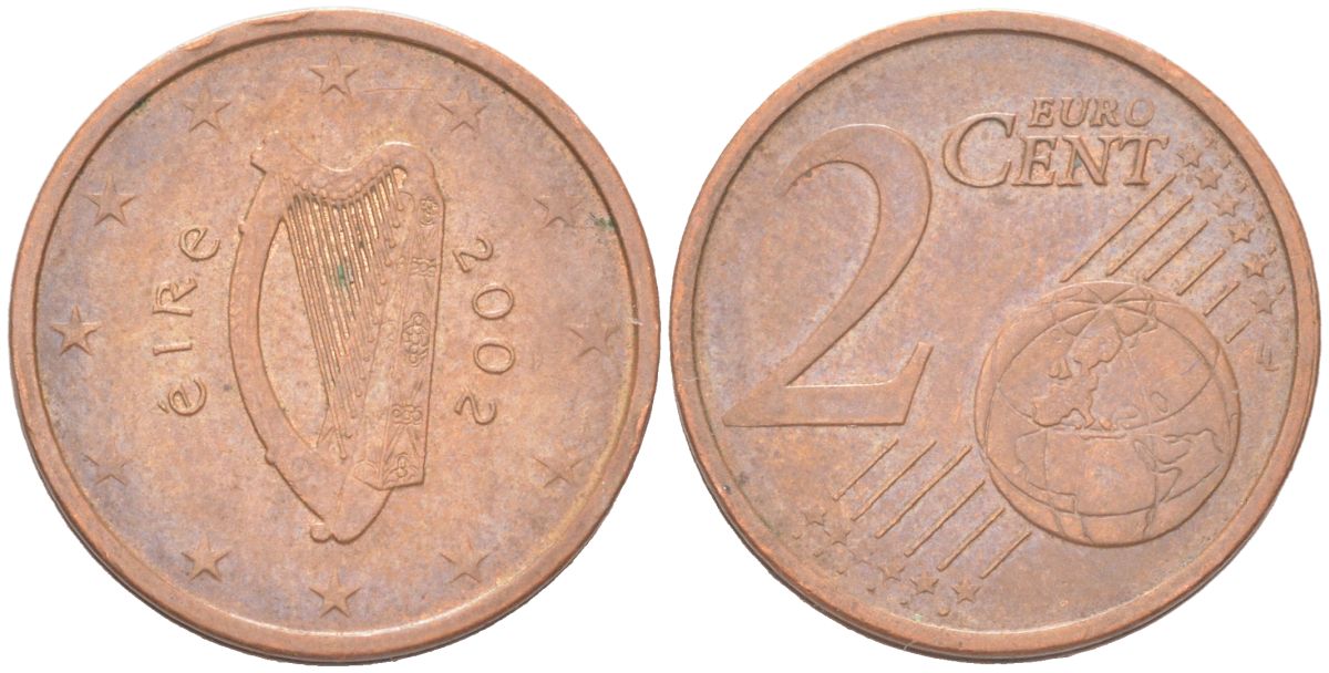 Ирландия 2 евроцента 2002 KM 33 сталь плакированная медью 4614-722