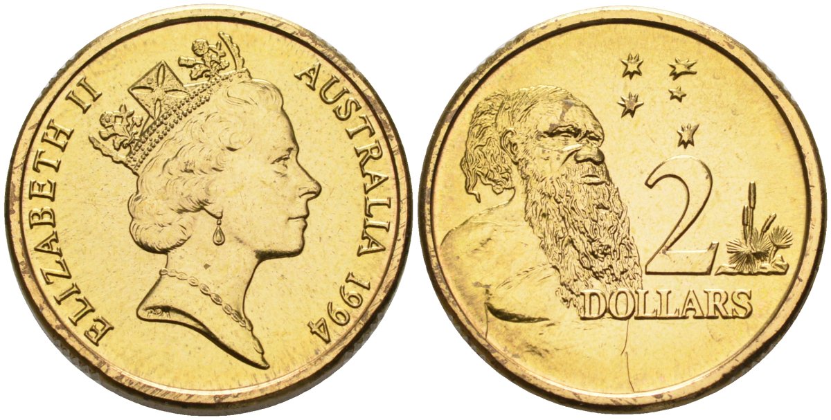 Австралия 2 доллара 1994 абориген, Елизавета II (1953-) KM 101 алюминиевая бронза BUNC 4402-1054