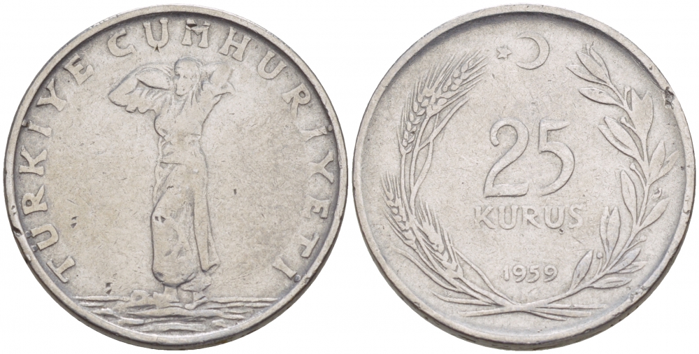 ТУРЦИЯ 25 КУРУШЕЙ 1959 ГОД ТИП KM 892.1 сталь 4548-232
