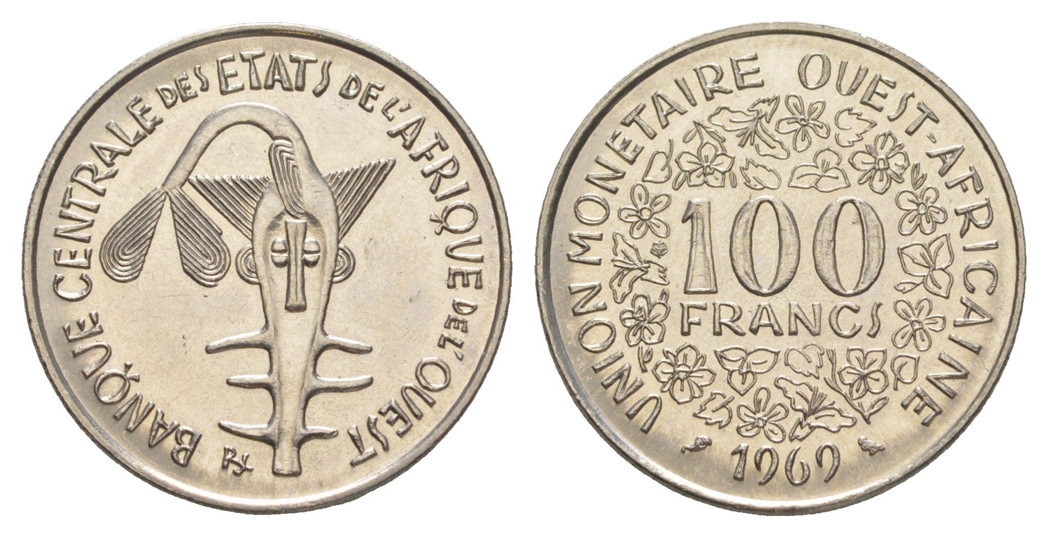 Западная Африка (BCEAO) 100 франков 1969 KM 4 никель UNC 4620-1227