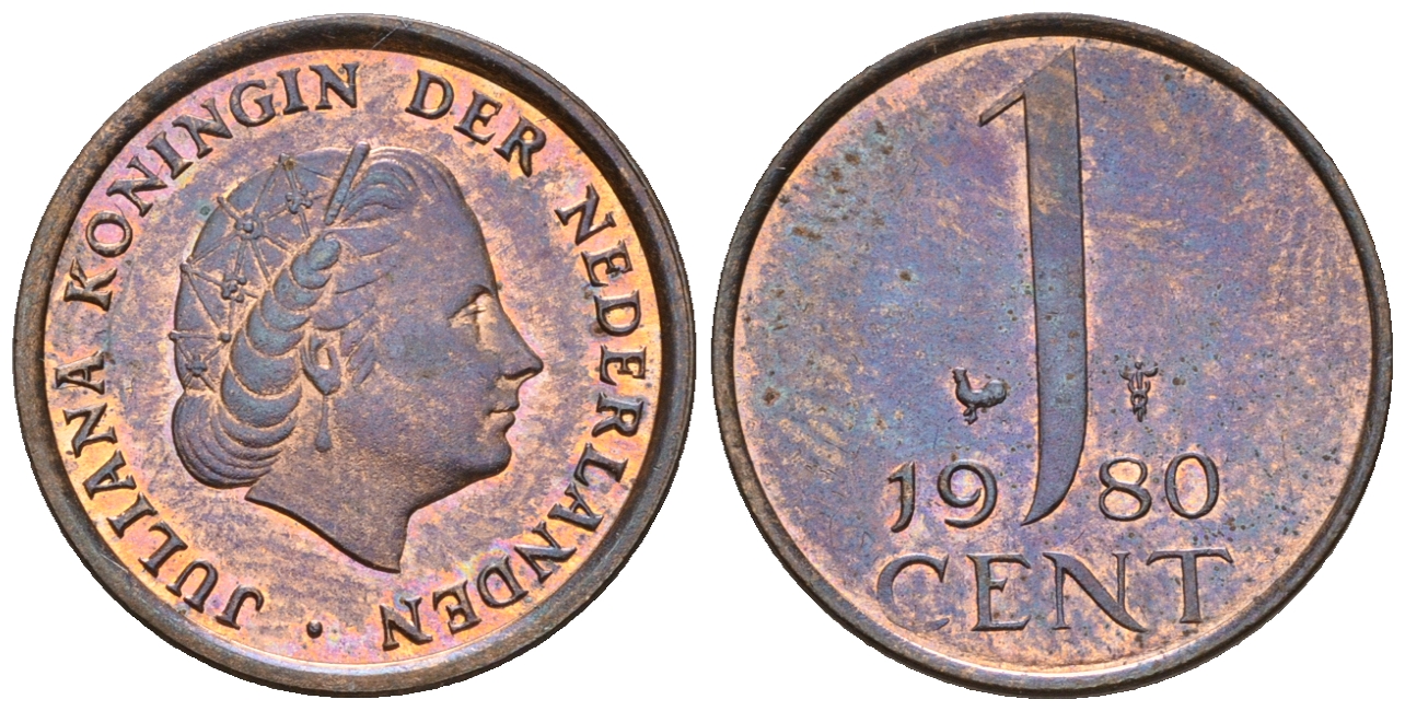 Нидерланды 1 цент 1980 Юлиана (1949-1980) KM 180 бронза UNC 220-511