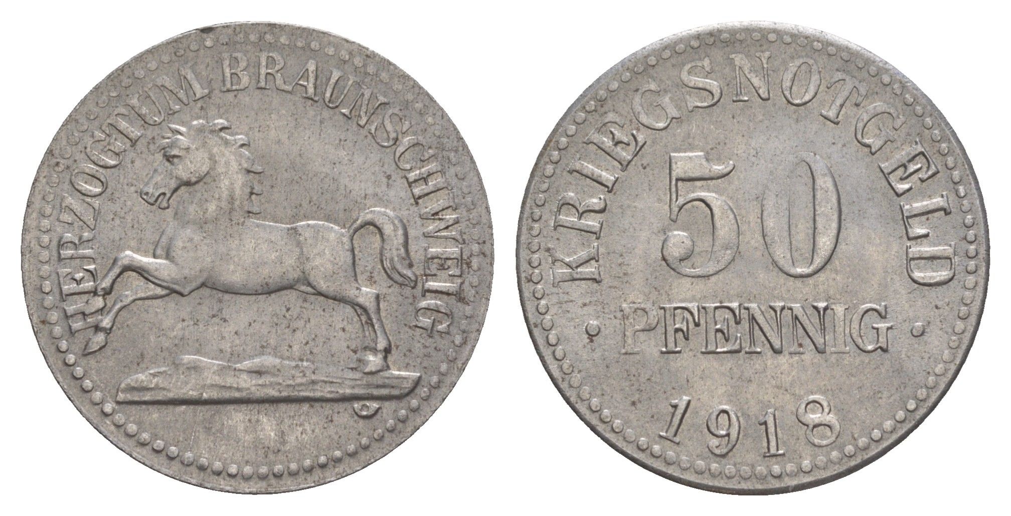 Брауншвейг 50 пфеннигов 1918 Funck 56.3, Men05 3454.4, Men18 4388.4 железо 4638-123