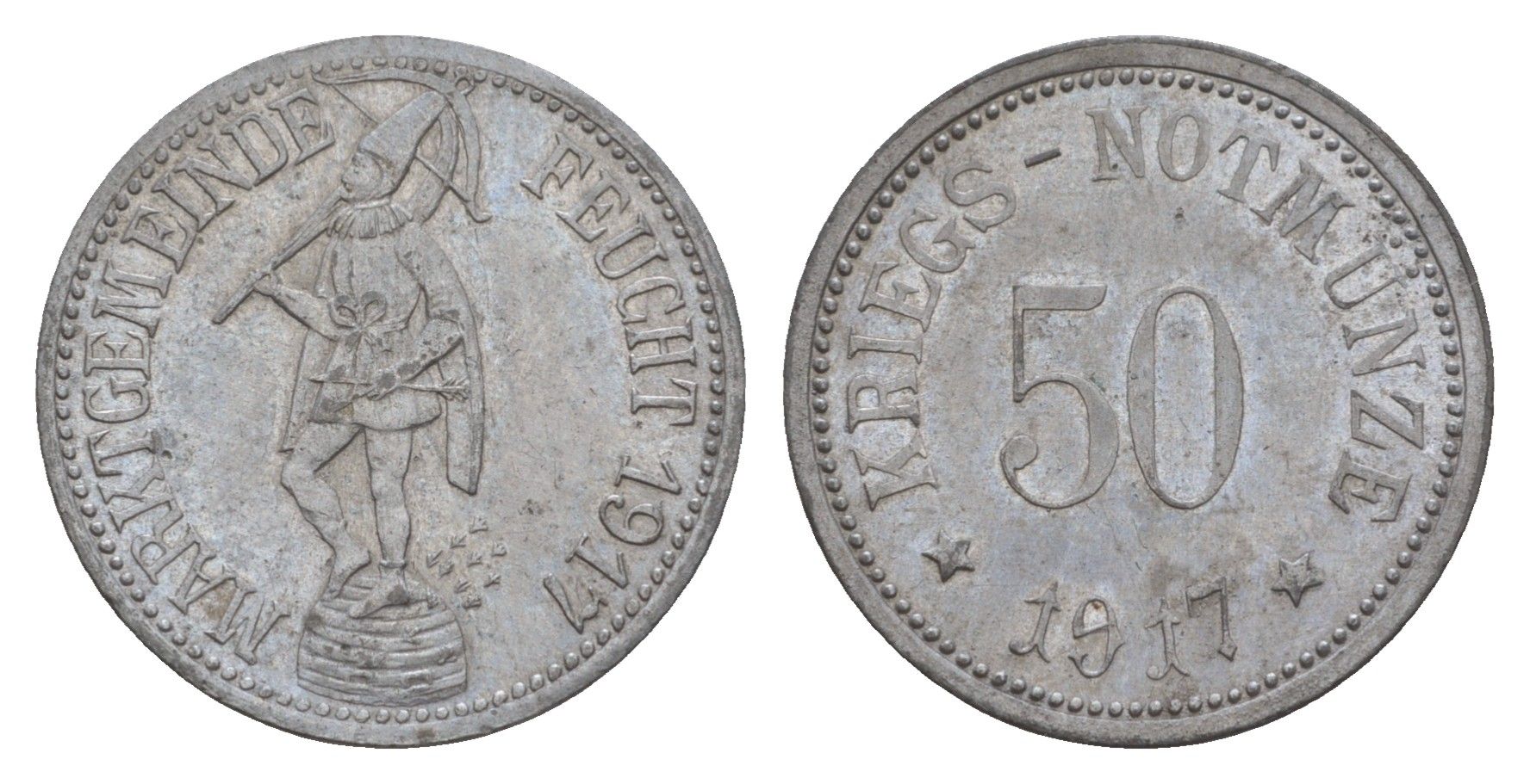 Фойхт 50 пфеннигов 1917 Funck 128.3, Men18 9130.3 цинк 5010-714