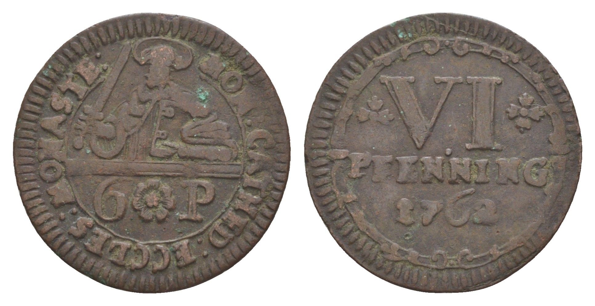 Мюнстер 6 пфеннигов 1762 Монетный двор кафедрального капитула KM 441 медь 633-1832