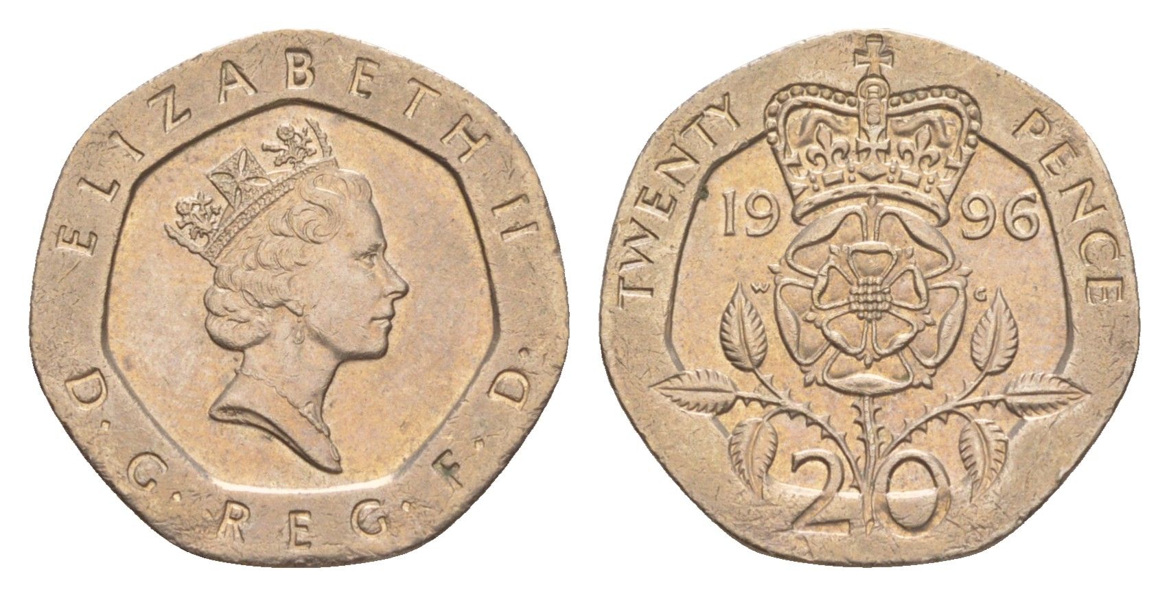 Великобритания 20 пенсов 1996 Елизавета II (1952-2022) KM 939, Spink 4361 (G2) медно-никель 4639-868