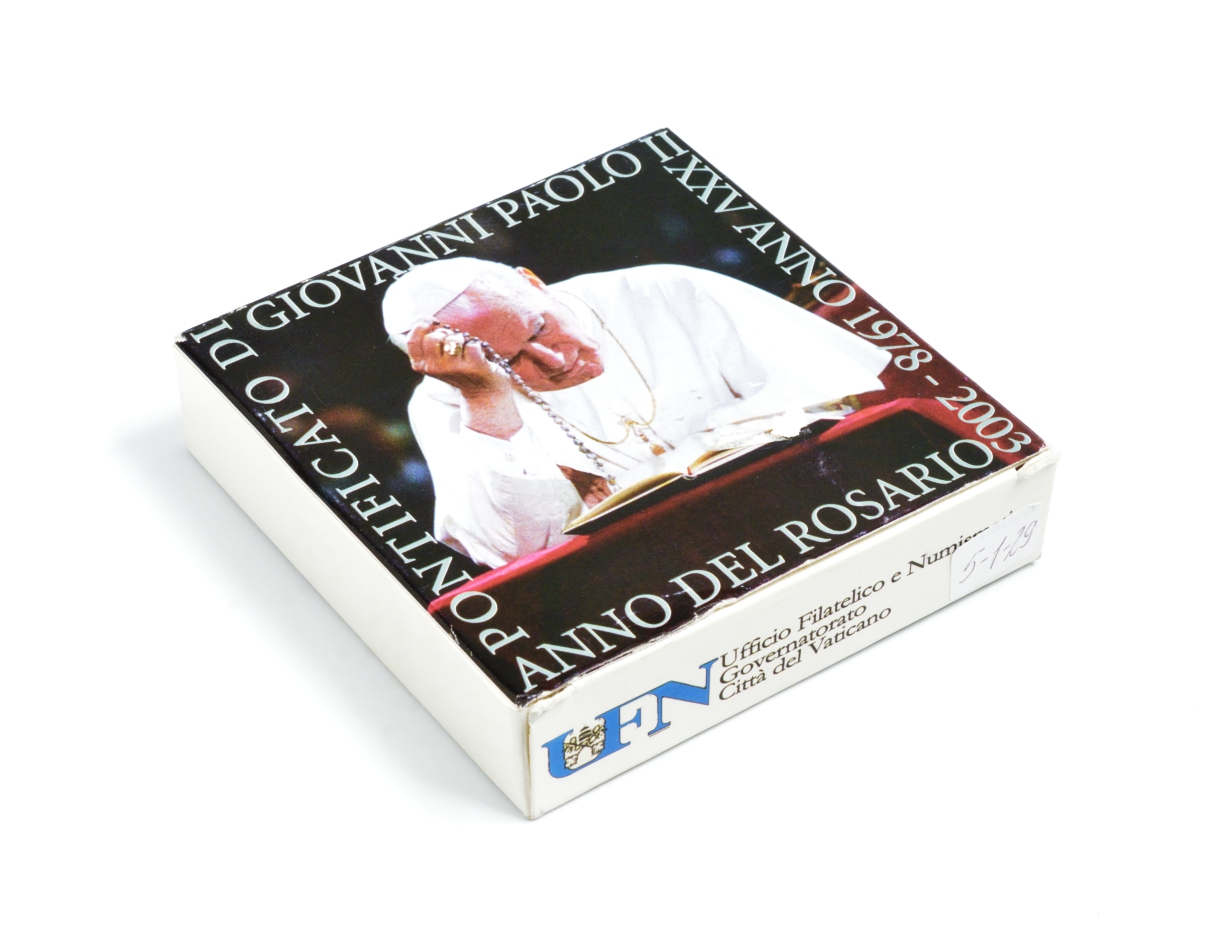 Ватикан 5 евро 2003 R, молитвенный год, в оригинальной коробке с сертификатом KM 354 серебро PROOF 2-4-2-27