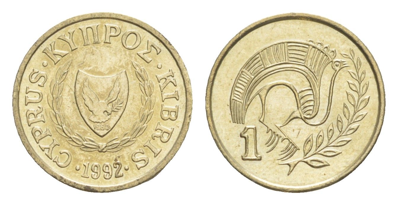 Кипр 1 цент 1992 KM 53.3 никель латунь UNC 4649-1144