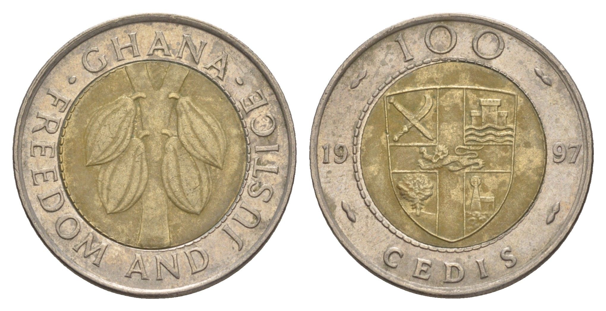 Гана 100 седи 1997 KM 32 биметалл 4642-144