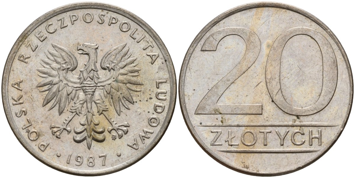 Польша 20 злотых 1987 MW Y 153.1 медно-никель 4187-727